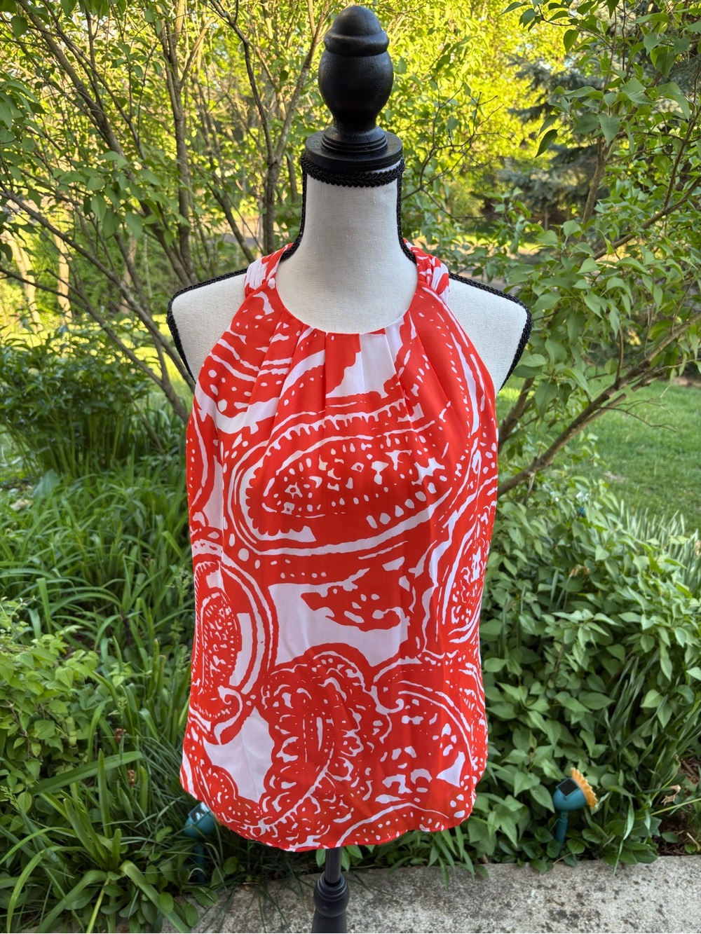 Banana Republic Red and White Halter Blouse